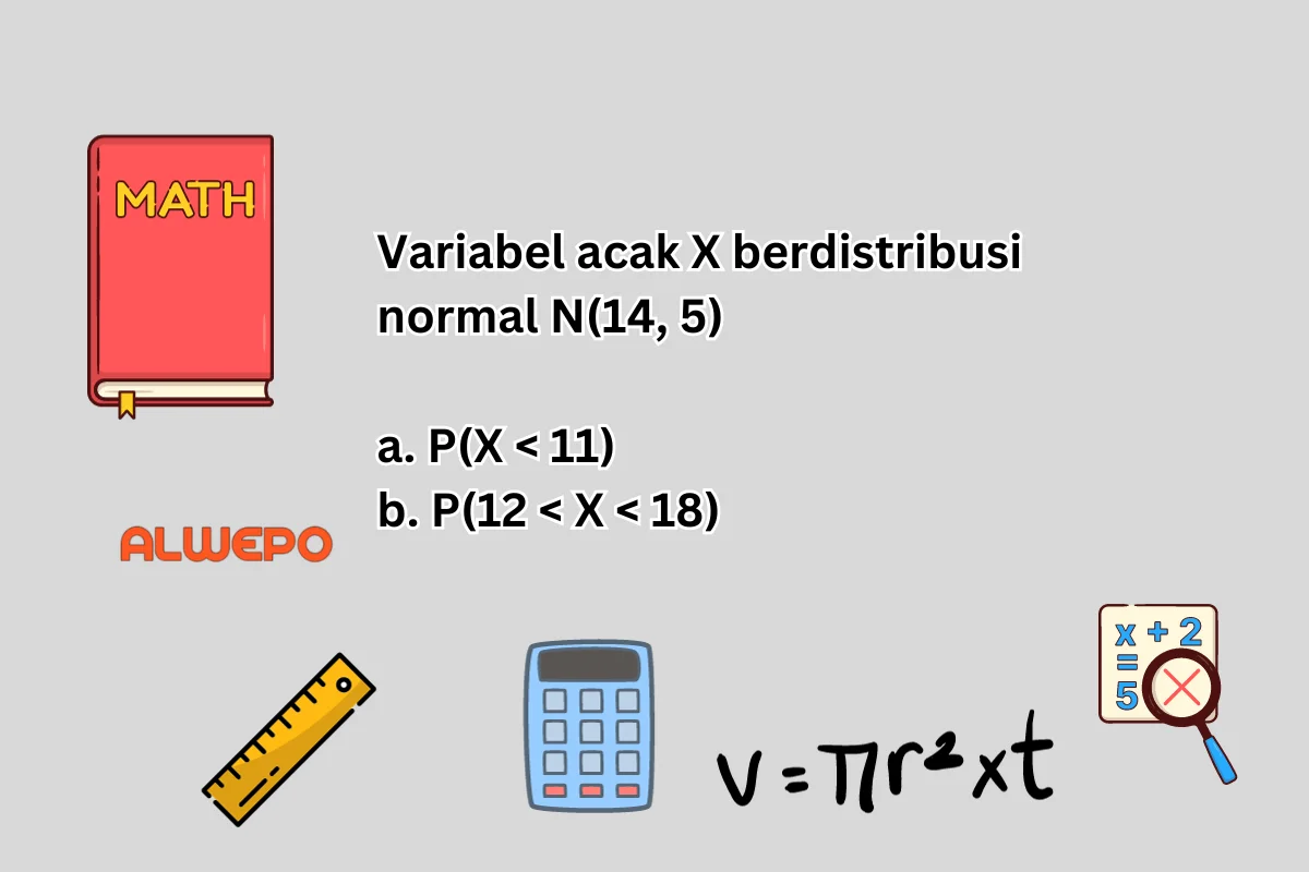 Hitunglah: Jika variabel acak X berdistribusi normal N(14, 5)